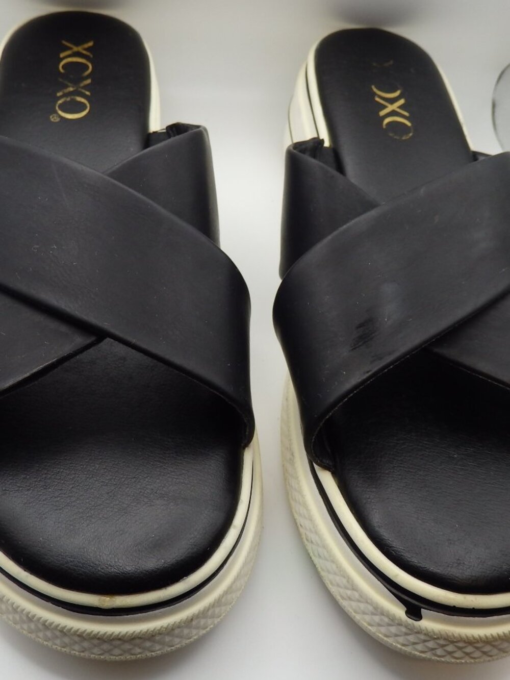 XOXO Black Crossover-Strap Platform Sandals